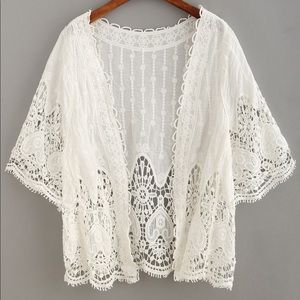 Shein White Crochet Cardigan